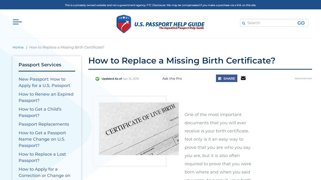 How to Replace a Missing Birth Certificate?